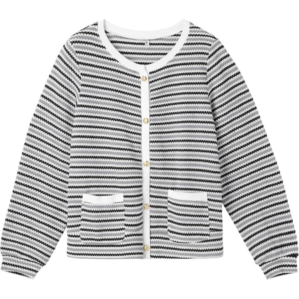 Women Striped Cardigan Lightweight Polyester Spandex Casual Dressy